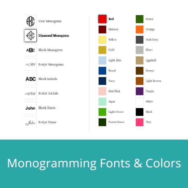 Monogramming Colors and Fonts